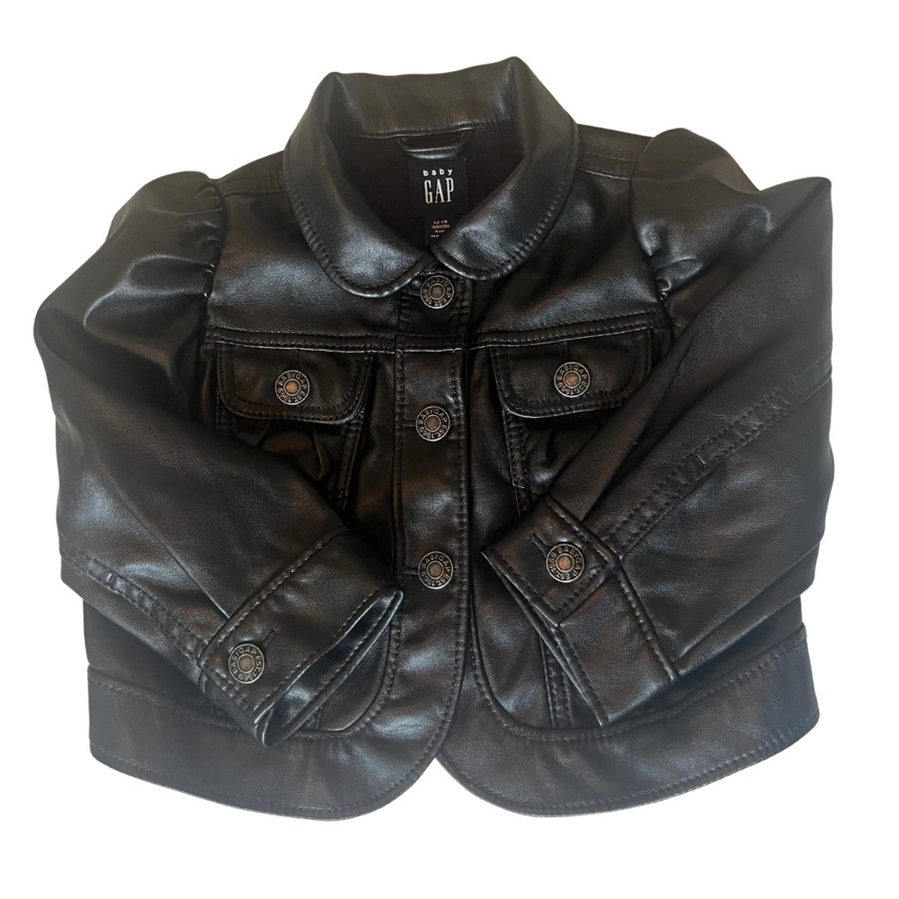 GAP Baby Puff Sleeve Vegan Leather Jacket